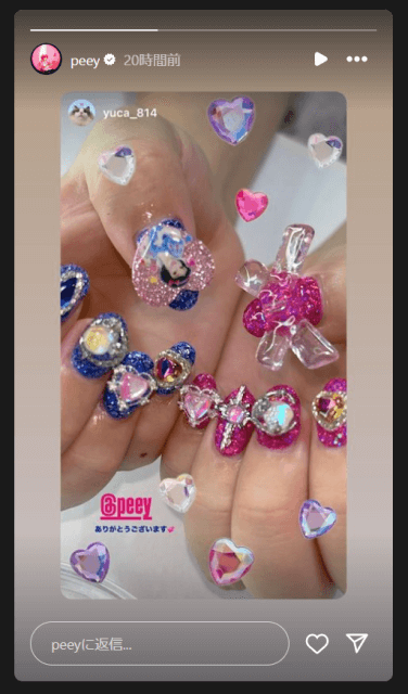 ぺえの新作ネイルが爆カワ！“白雪姫”のパーツでキュートに彩る
