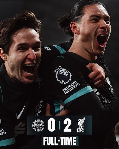 リヴァプールが敵地で劇的勝利！途中出場のヌニェスが終盤に2発