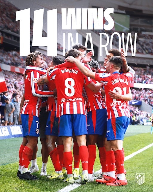 アトレティコ・マドリードがクラブ新記録の公式戦14連勝を達成！前半戦を首位で折り返す