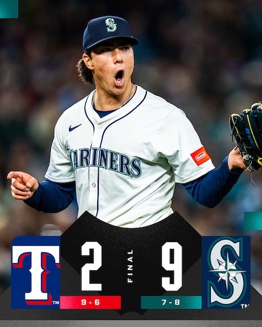 マリナーズ打線が11安打9得点の爆発でレンジャーズに連勝！地区3位に浮上