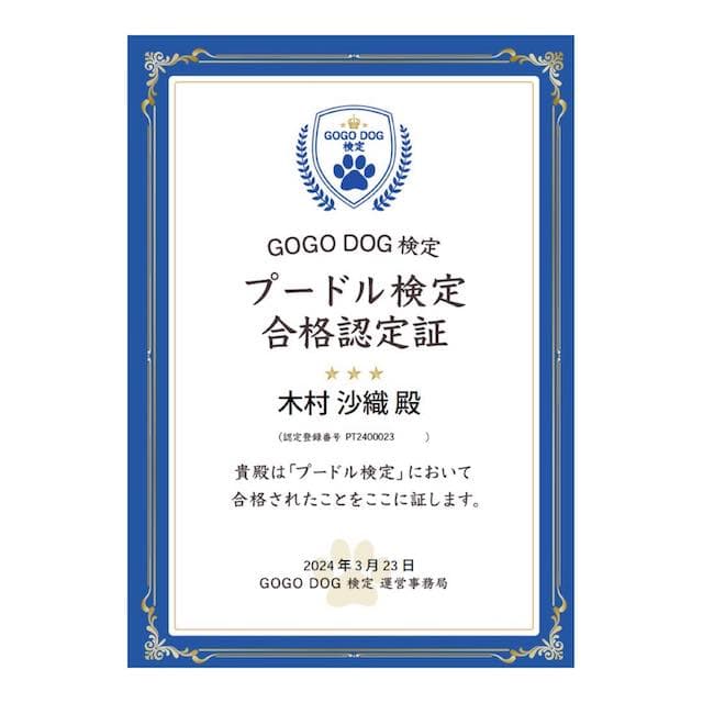 木村沙織、 GOGO DOG検定プードル部門に合格！