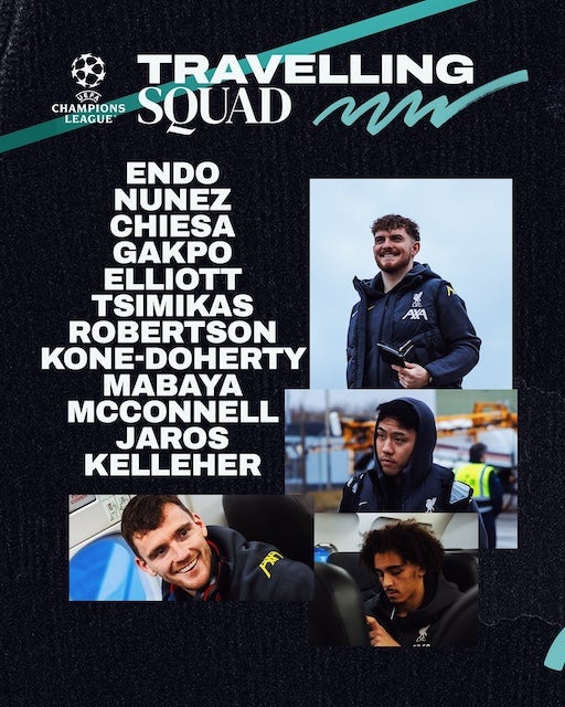 リヴァプールがチャンピオンズリーグPSV戦メンバーを発表　遠藤航らが招集