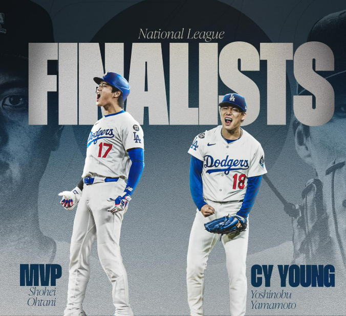 大谷翔平と山本由伸がW快挙！ドジャースが祝福投稿「MVP＆サイ・ヤングのファイナリストに」