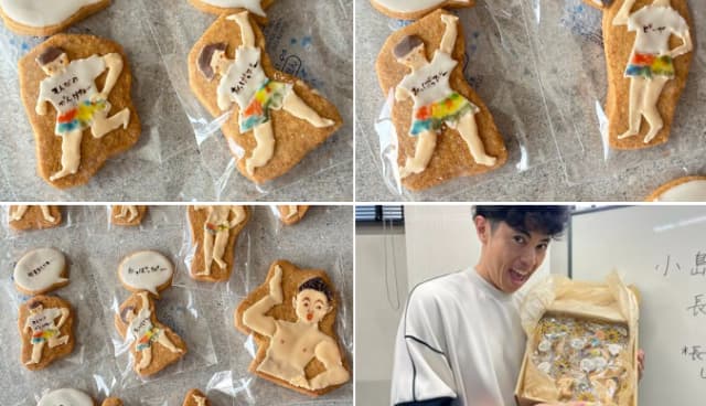 小島よしお、特製『おっぱっぴー』クッキーに大喜び！！