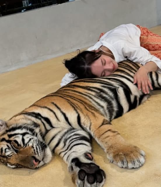 本物の「虎」と抱きつき！？グラドル 都丸紗也華が最新ショットを披露！
