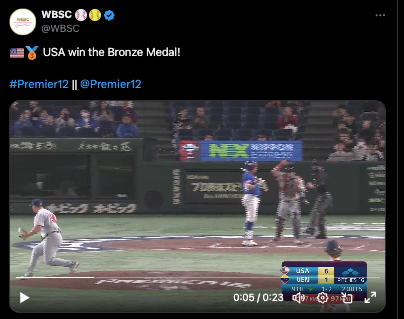 プレミア12、アメリカ代表が3位！ベネズエラは初戦台湾に勝利も4位