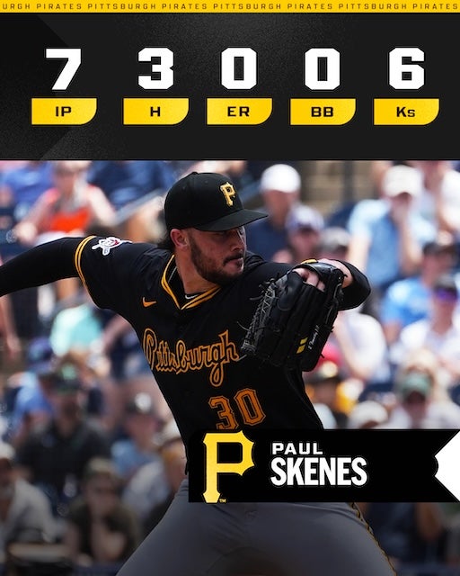 「昨年新人王」パイレーツの若きエース、ポール・スキーンズが7回無失点の好投！