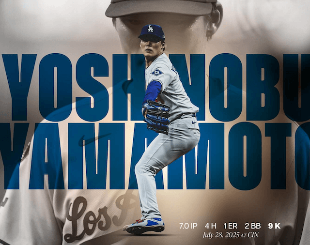 山本由伸、7回1失点9奪三振の快投　レッズ戦で存在感放つ