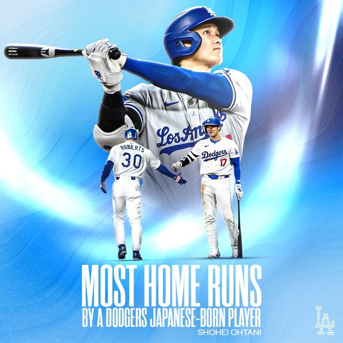 大谷翔平が第8号!!ドジャースでの日本人本塁打記録更新、ロバーツ監督も満面の笑み