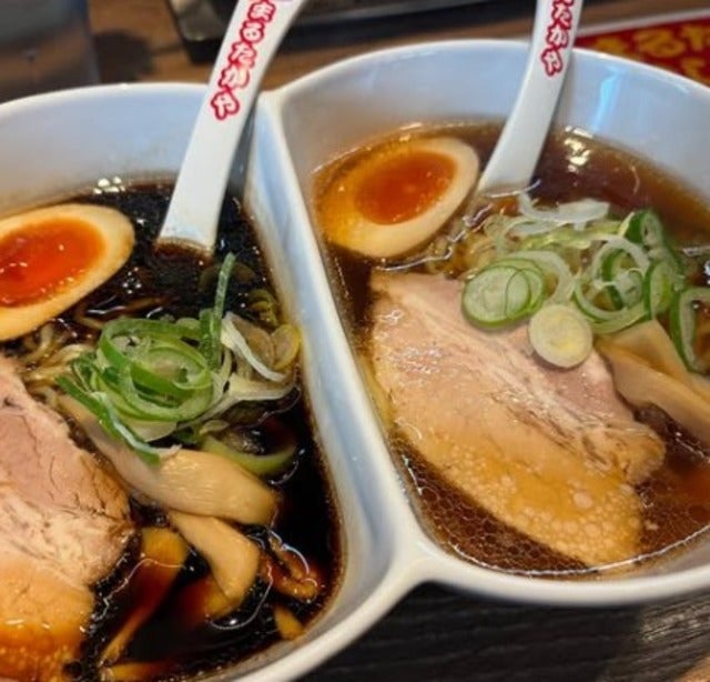 ミキ昴生が富山ブラックとまるたかラーメンのハーフ&ハーフを美味しくいただく！