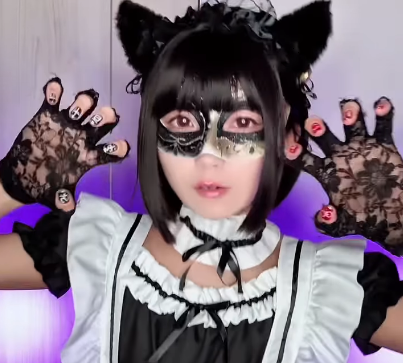 「一撃でやられたわ」仮面のメイド美女子、ウーハーハーモードで”胸ぐらつかむ・ムービー”を披露！ファン歓喜「つかまれて嬉しい」