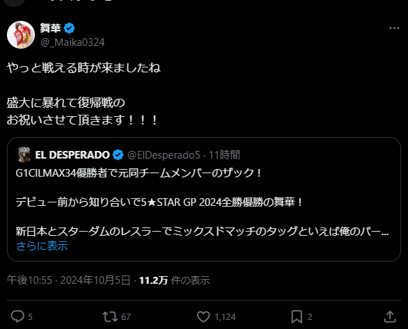 STARDOM【スターダム】　舞華、新日本レスラー・デスペラードの復帰戦で盛大に暴れる！