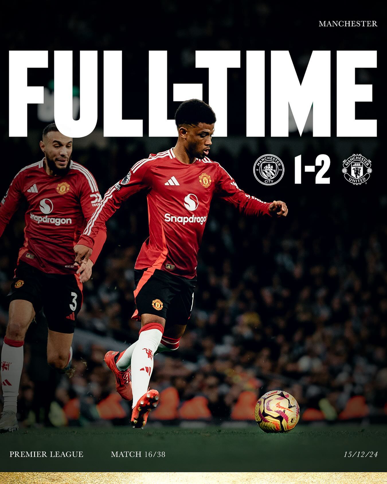 マンチェスター・ダービーは劇的な展開で赤い悪魔が勝利