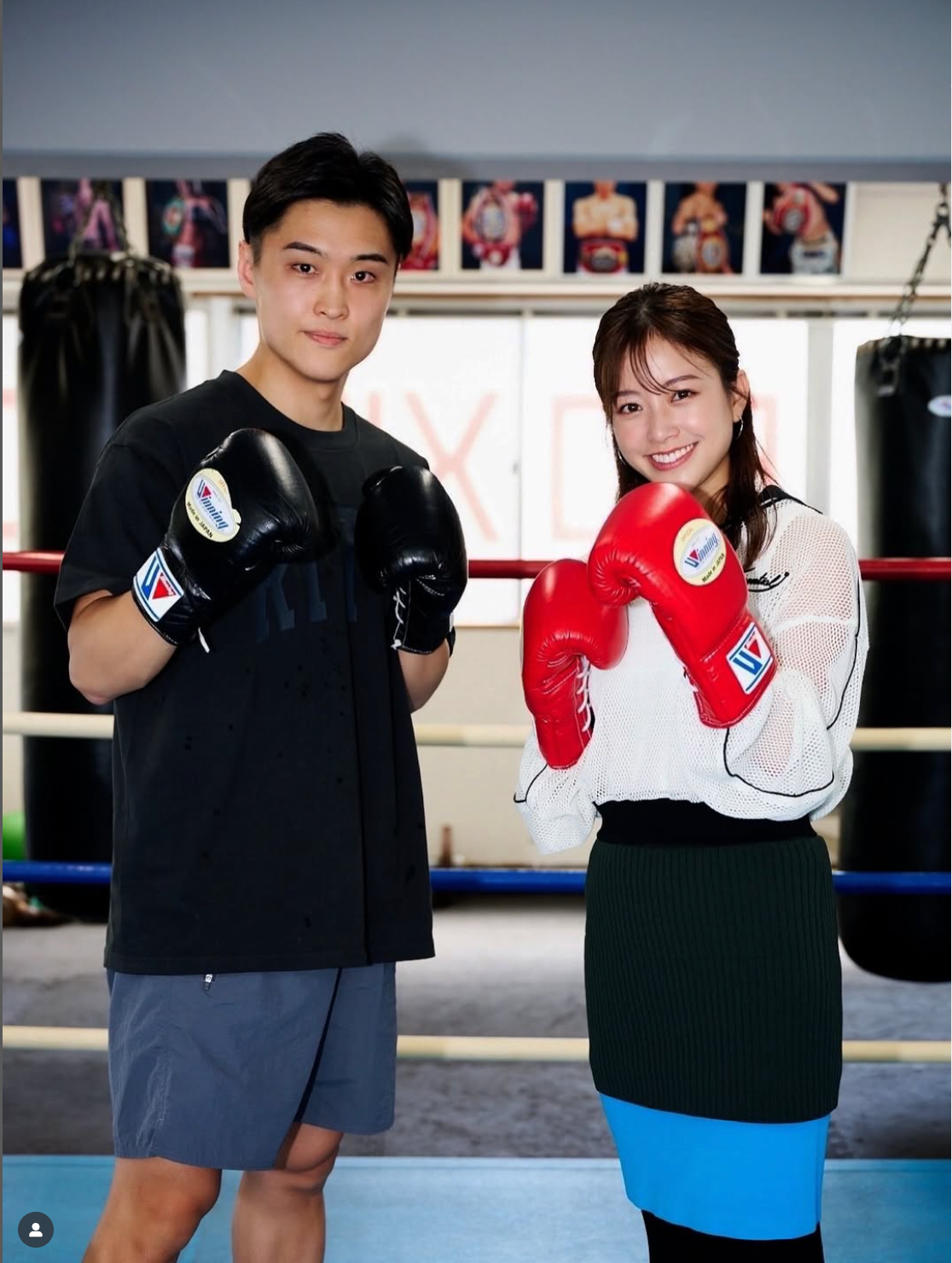 “ファイティング2ショット”公開！元巨人チア・中川絵美里がボクシング・西田凌佑と対談