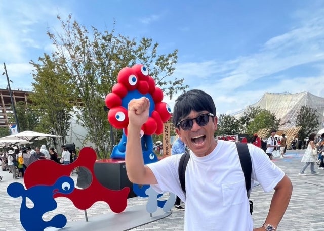 松田宣浩、大阪・関西万博で「熱男！」連発。ミャクミャク前で満面の笑み