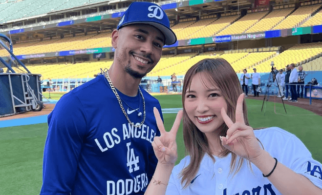 「羨ましいです！」野球美女子、ドジャースのバッティング練習を見る貴重な体験！レア2Sにもファンから羨望の眼差し「日本の美女が知れ渡った」