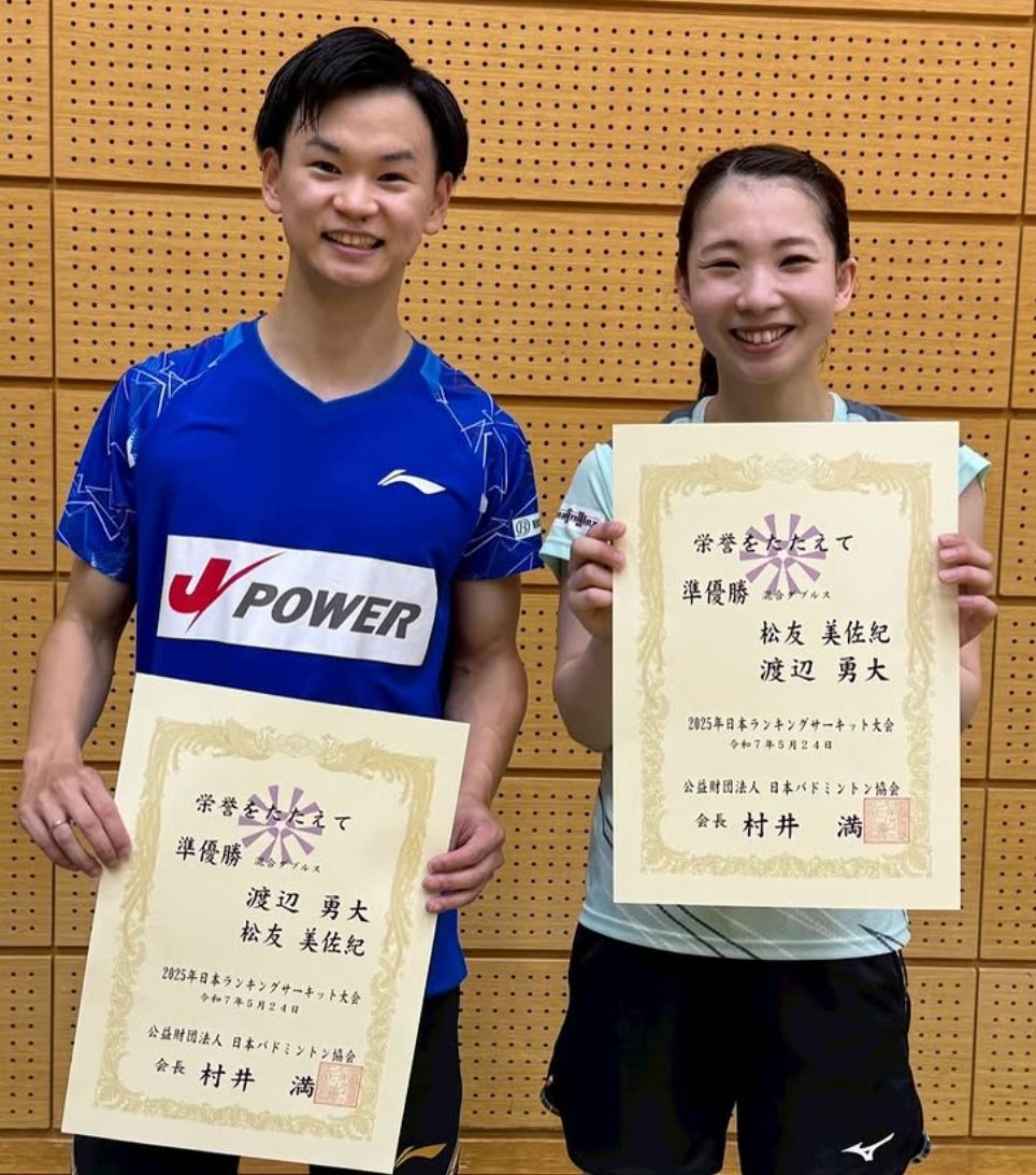 「ワタマツペアもお似合いですね」渡辺勇大が松友美佐紀とのペアで準優勝！