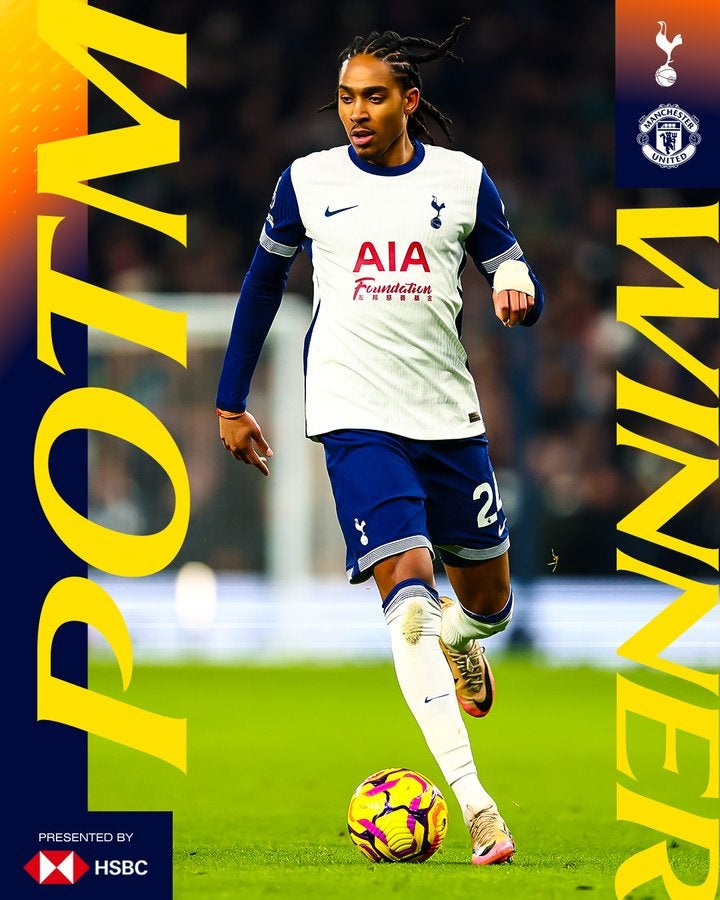 トッテナムがマンU戦でMOMのジェド・スペンスを称える