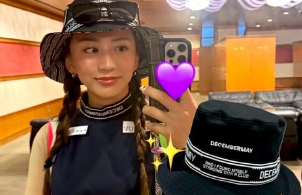 「めちゃくちゃ可愛いー」おさげの美女ゴルファー、センスが光り輝く"リバーシブル・ハットショット"を披露！
