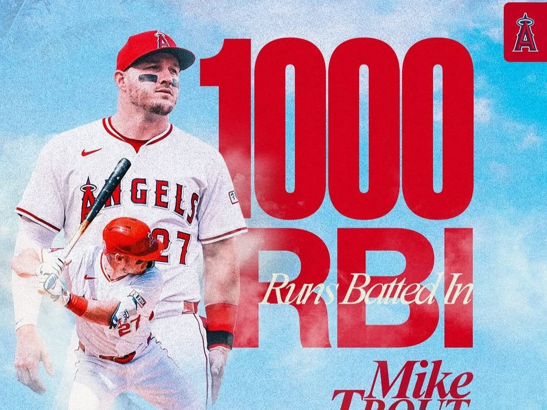 トラウトが19号2ランHRで通算1000打点達成！