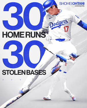 大谷翔平、30本塁打30盗塁の「30-30」を達成！DHで史上初の快挙