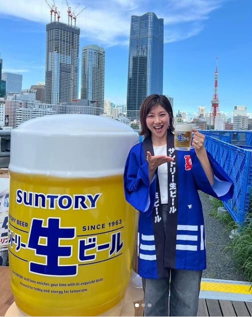 潮田玲子　屋上ビアガーデンで乾杯！テレ朝の夏祭りとサントリー生ビールの魅力