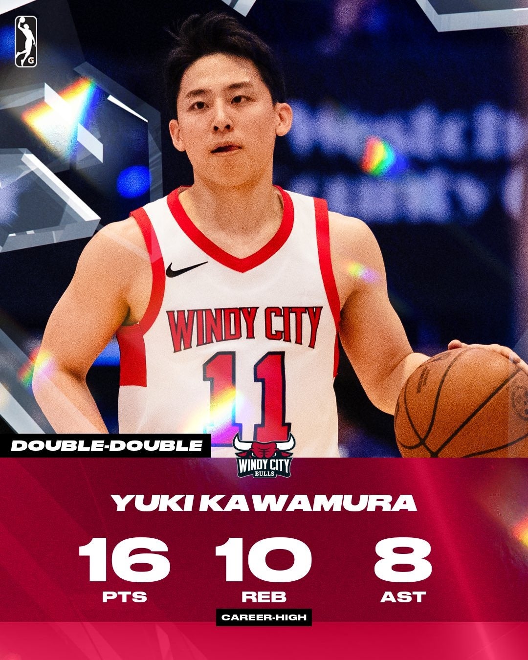 河村勇輝が2戦連続ダブルダブル　Gリーグで34得点→16得点10R