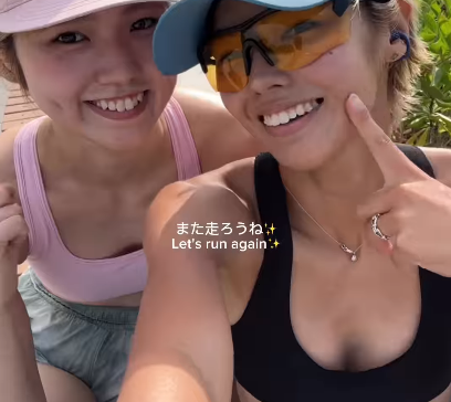 「美人姉妹！」美女アスリート、妹を召喚！”ジャンピングハイタッチ＆ランムービー”が誉れ高いとファンハート貫通！