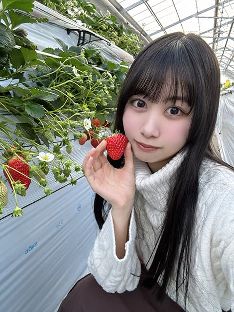 元・虹のコンキスタドール中村朱里が大きなイチゴを”ハント”！？可愛すぎるいちご狩りを公開！