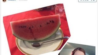 元体操・田中理恵、スッピンでスイカを食べる「大きくてビックリ」