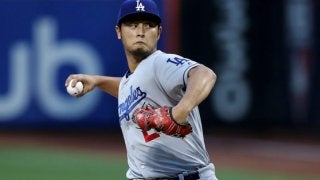 ドジャース初登板ダルビッシュ、5回まで3安打零封の好投！　毎回の7奪三振