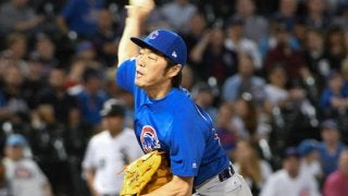 上原浩治、わずか6球で緊急降板　トレーナーに付き添われてマウンド降りる