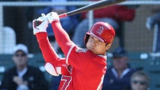 【MLB】大谷翔平、ドジャース戦で鮮やか左前安打！　OP戦2戦連続ヒットで打率.125