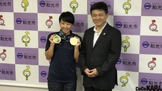 東京五輪・金メダル本命の美女アスリート　アジア大会・日本勢50個目の金メダル獲得を地元・和光市市長へ報告