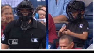 客席に現れたちびっ子審判が話題に　完璧なりきりにMLB公式「真剣なモノマネ」