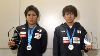 緒方「ずっと表彰台の真ん中で君が代を聞きたかった」。ボルダリングW杯最終戦を終え、日本代表が帰国