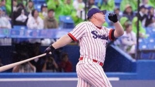 スワローズOB戦　ホームランチャレンジ　ガイエル＆岩村＆ギャオスが同時優勝