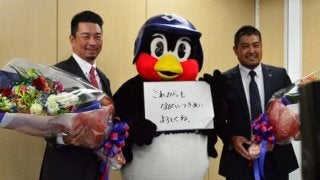 ヤクルト館山、畠山の引退会見につば九郎も登場「ぱとろーるしようね」