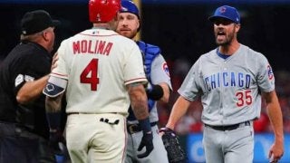 【MLB】モリーナ、左肘にボールかすり大激怒！　ベンチ総出で乱闘寸前の騒ぎに球場騒然
