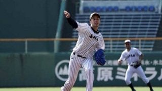 侍ジャパン岸、4番・万波を2打席連続三振斬り！　4回3K1安打無失点…日ハムと練習試合