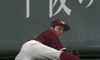 「彼は捕手登録です」　楽天岡島のフェンス恐れない“スパイダーキャッチ”が凄い