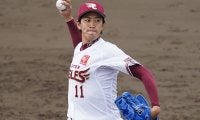 楽天岸、ロッテとの前哨戦で5回2安打1失点「全球種、球数を投げられた」