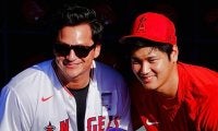 【MLB】大谷翔平、元日ハム同僚と笑顔で再会　元助っ人の8歳息子に衝撃「デカくなってる」