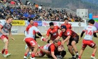 震災復興、山火事鎮火祈念しラグビー試合