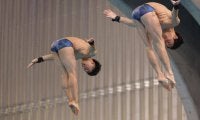 飛び込み・玉井陸斗らが世界水泳に向け公開練習