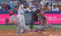わずか1分足らずで…大谷翔平の174キロ爆速ヒットに「あの打球はえぐい」「はっや！」 打球も足も速すぎる“衝撃の一打”