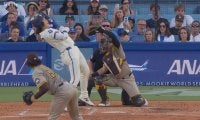 スタジアム騒然…大谷翔平の顔面付近を158キロ直球が通過 本人も思わず「ヘイ！」再び“遺恨”よぎる危険球にファン困惑「制御できてない」