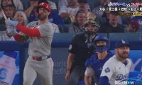 「あのボールを打つのか」フィリーズの“MVP男”がドジャース戦で驚愕ホームラン…とんでもない球を“豪快フルスイング”の衝撃「役者が違う」