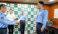 B2ベルテックス　加納主将が一日署長に「身が引き締まった」