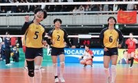春高バレー　近江兄弟社「力を抜いて」3年生の声掛けに1年・本村が躍動、接戦制した！